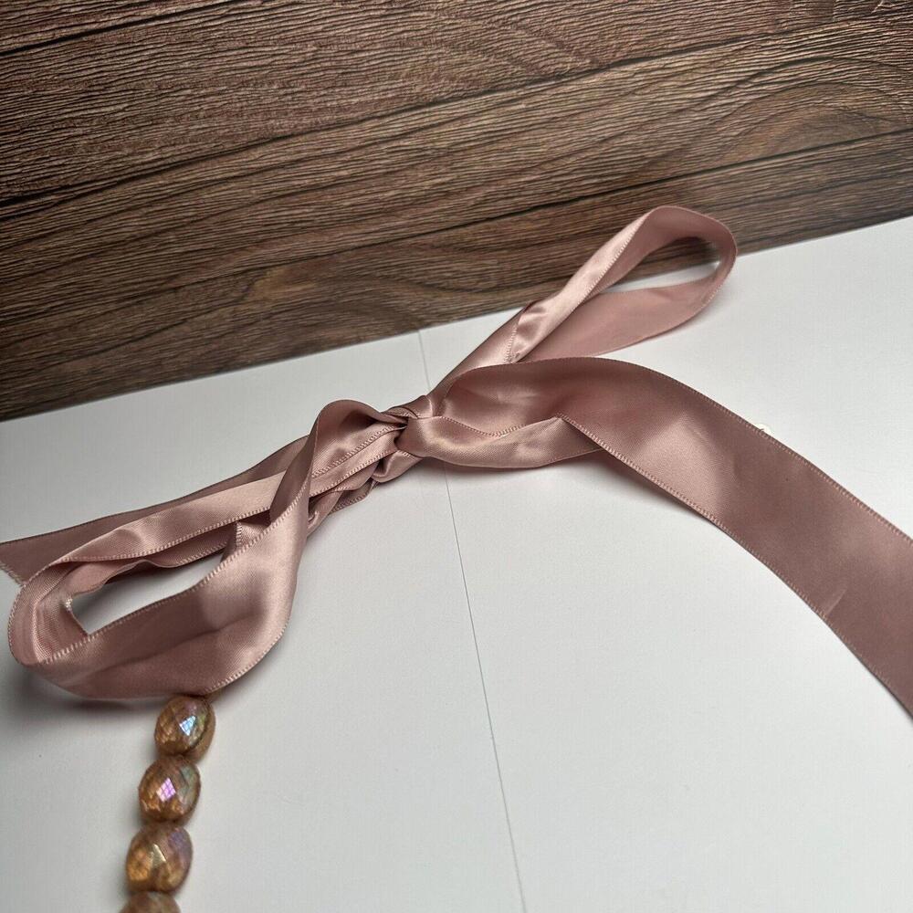 Ann Taylor LOFT Long Beaded Ribbon Necklace Pink & Brown NWT $34.50 - Picture 7 of 9